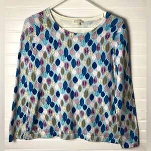 Talbots Long Sleeve Lightweight Colorful Leaves Sweater Size S/P
